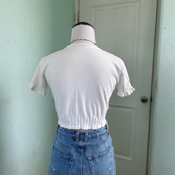 Korean Fashion White Knit Cottagecore Top - Picture 2 of 5